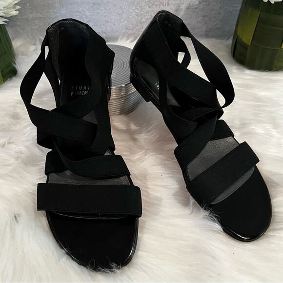 NEW Stuart Weitzman Crisscrossed Strap Ankle Flat Sandals Black Sz 5.5 NWOB - Picture 3 of 14